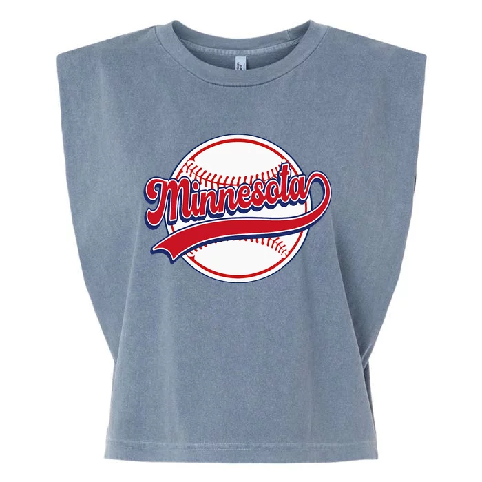 Vintage Minnesota Cityscape Baseball Lover Player And Fans Garment-Dyed Women's Muscle Tee