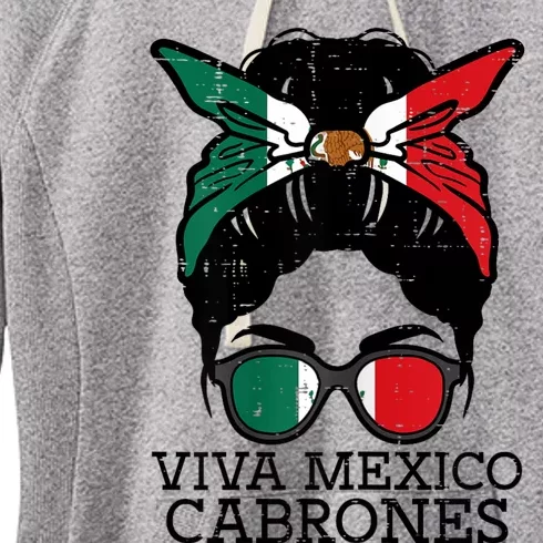 Viva Mexico Cabrones Bun Fun Mexican Independence Day Women's Fleece Hoodie