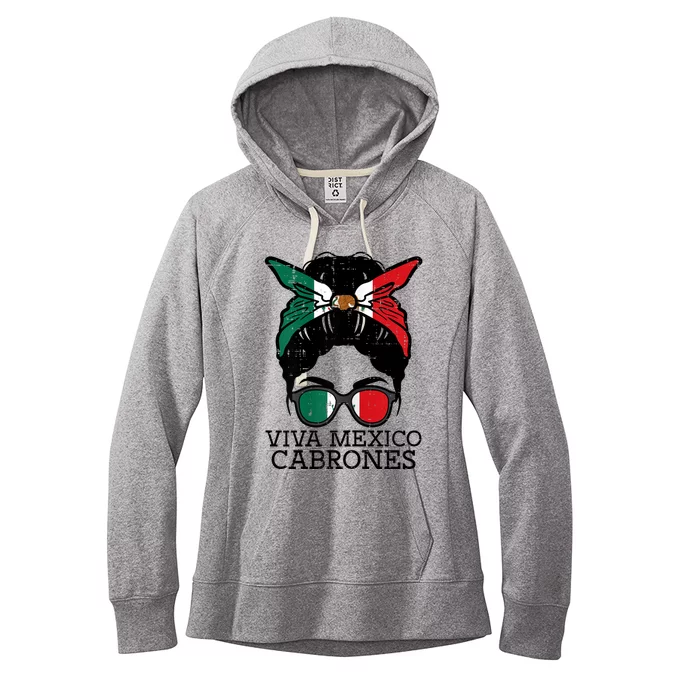 Viva Mexico Cabrones Bun Fun Mexican Independence Day Women's Fleece Hoodie