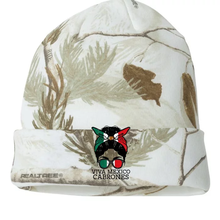 Viva Mexico Cabrones Bun Fun Mexican Independence Day Kati - 12in Camo Beanie