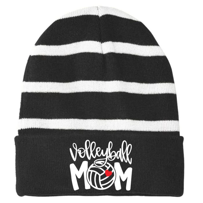 Volleyball Mom Cute Mom Life Volleyball Game Day Cheer Mom Striped Beanie with Solid Band