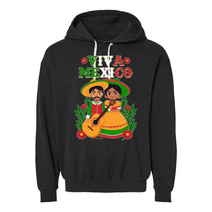 Viva Mexico Celebrate Mexican Independence Day Garment-Dyed Fleece Hoodie