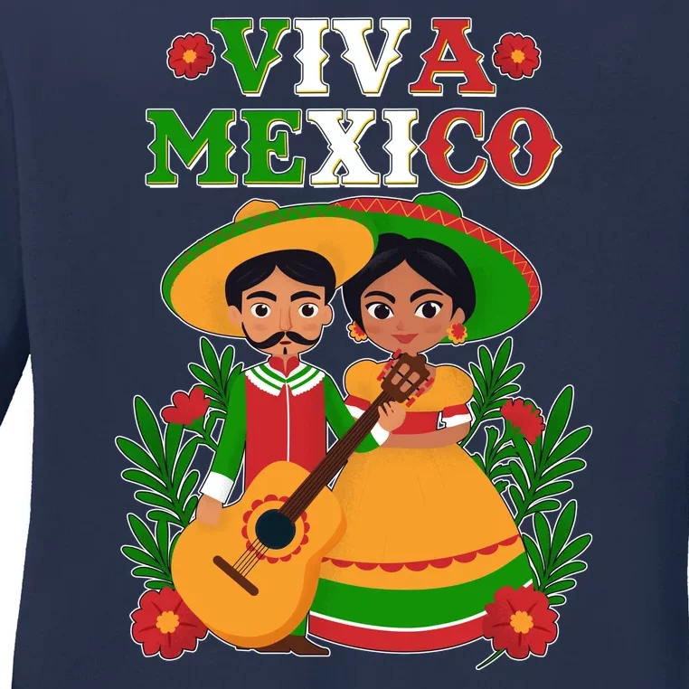 Viva Mexico Celebrate Mexican Independence Day Ladies Long Sleeve Shirt