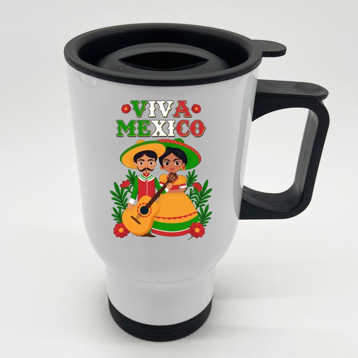 Viva Mexico Celebrate Mexican Independence Day Front & Back Stainless Steel Travel Mug