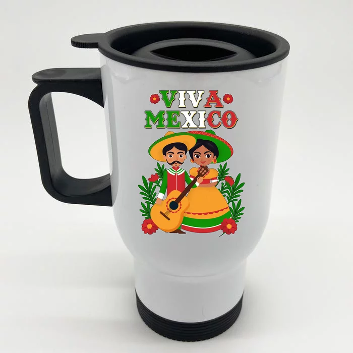 Viva Mexico Celebrate Mexican Independence Day Front & Back Stainless Steel Travel Mug