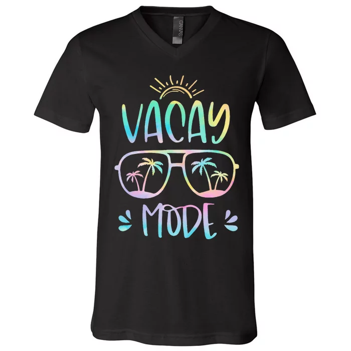 Vacay Mode Cute Vacation Summer Cruise Getaway Holiday V-Neck T-Shirt