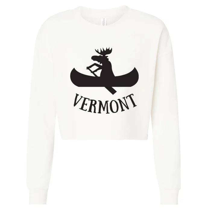 Vermont Moose Canoe Vacation T Cropped Pullover Crew