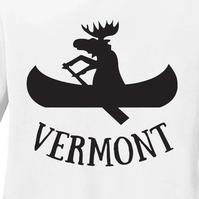 Vermont Moose Canoe Vacation T Ladies Long Sleeve Shirt