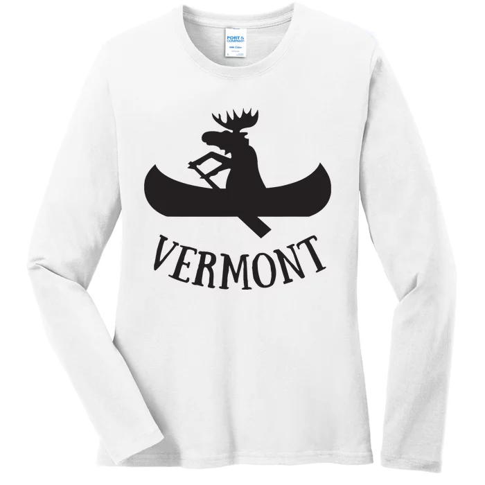 Vermont Moose Canoe Vacation T Ladies Long Sleeve Shirt