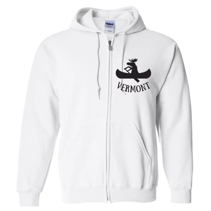 Vermont Moose Canoe Vacation T Full Zip Hoodie