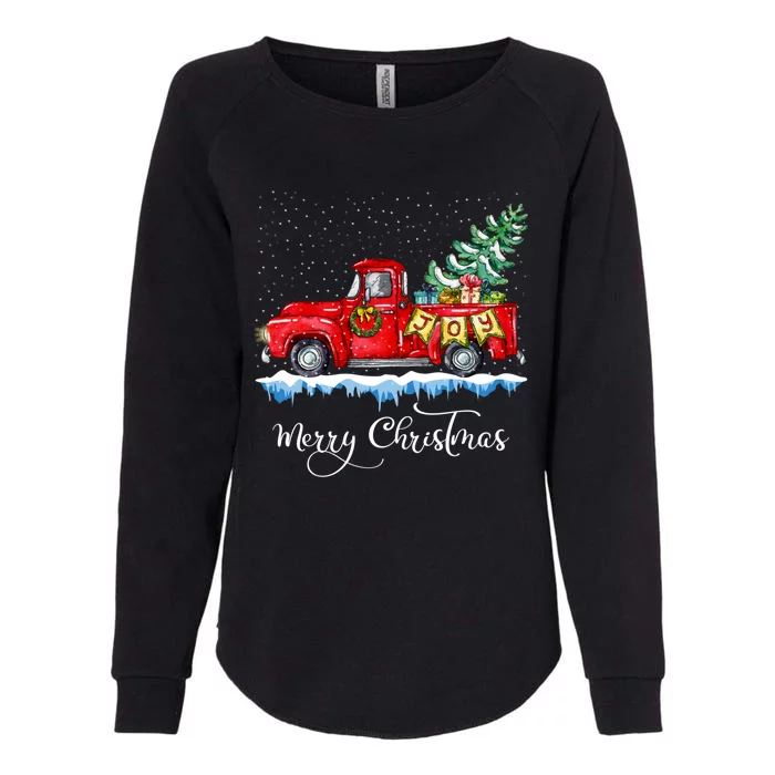 Vintage Merry Christmas Red Truck Old Fashioned Christmas Cute Gift Womens California Wash Sweatshirt