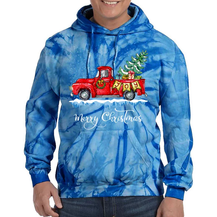 Vintage Merry Christmas Red Truck Old Fashioned Christmas Cute Gift Tie Dye Hoodie