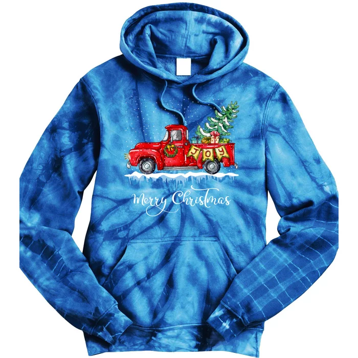 Vintage Merry Christmas Red Truck Old Fashioned Christmas Cute Gift Tie Dye Hoodie