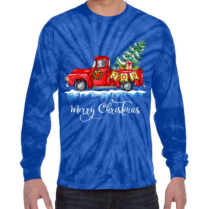 Vintage Merry Christmas Red Truck Old Fashioned Christmas Cute Gift Tie-Dye Long Sleeve Shirt