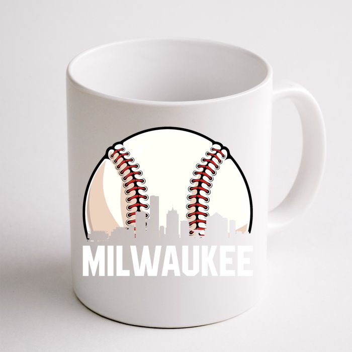 Vintage Milwaukee Cityscape Retro Dad Baseball Lover Gift Front & Back Coffee Mug