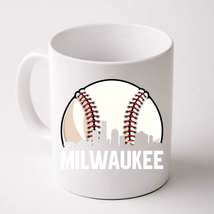 Vintage Milwaukee Cityscape Retro Dad Baseball Lover Gift Front & Back Coffee Mug