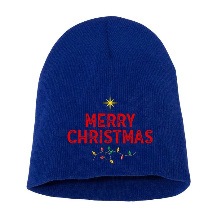 Vintage Merry Christmas Gift Short Acrylic Beanie