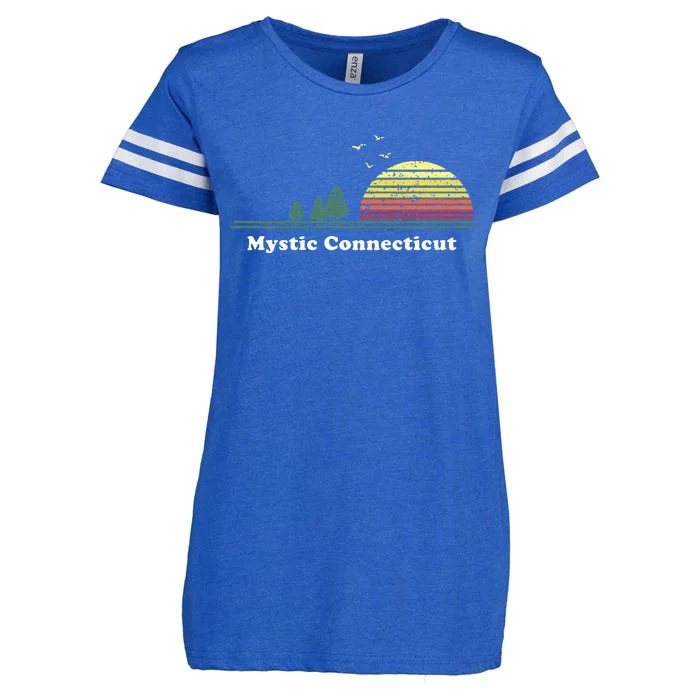 Vintage Mystic Connecticut Sunset Souvenir Enza Ladies Jersey Football T-Shirt