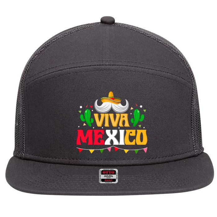 Viva Mexico Cinco De Mayo Gift Funnt Beard 7 Panel Mesh Trucker Snapback Hat