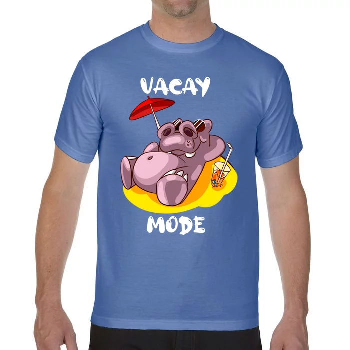 Vacay Mode Cute Vacation Family Summer Funny Hippo On Beach Cool Gift Comfort Colors T-Shirt