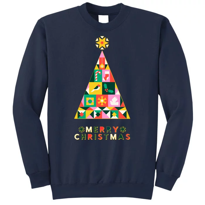 Vintage Merry Christmas Pattern Tree Sweatshirt