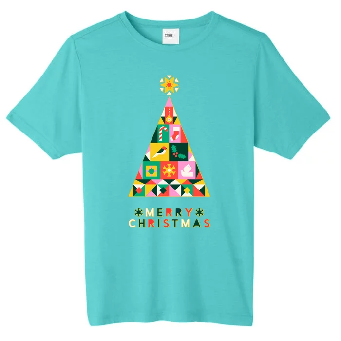 Vintage Merry Christmas Pattern Tree ChromaSoft Performance T-Shirt