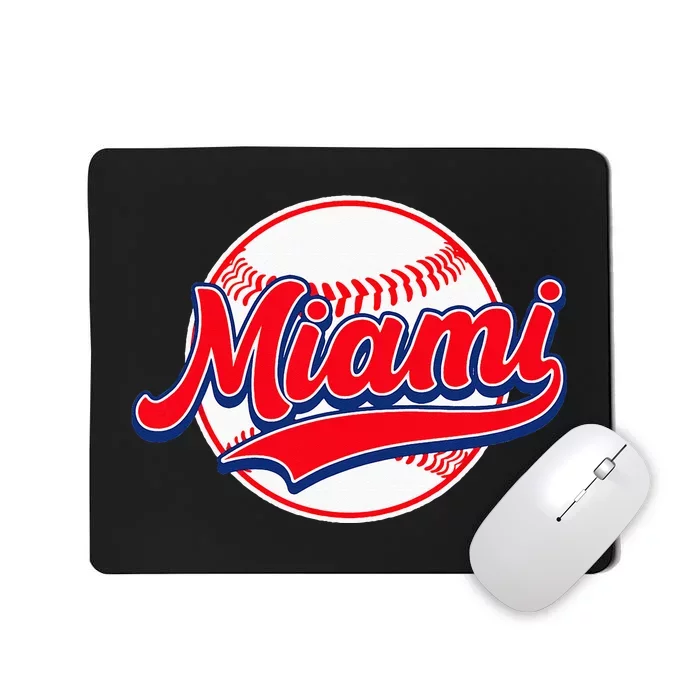 Vintage Miami Cityscape Baseball Lover For Men Women Kids Mousepad