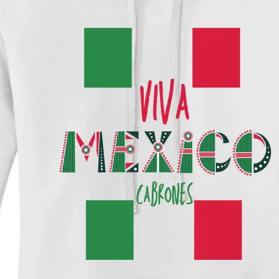 Viva Mexico Cabrones Funny Mexico Flag Women's Pullover Hoodie