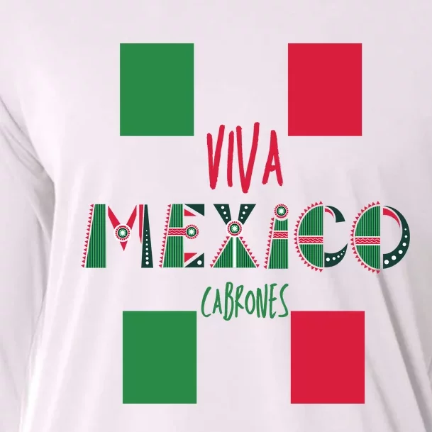 Viva Mexico Cabrones Funny Mexico Flag Cooling Performance Long Sleeve Crew