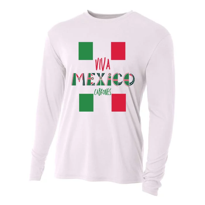 Viva Mexico Cabrones Funny Mexico Flag Cooling Performance Long Sleeve Crew