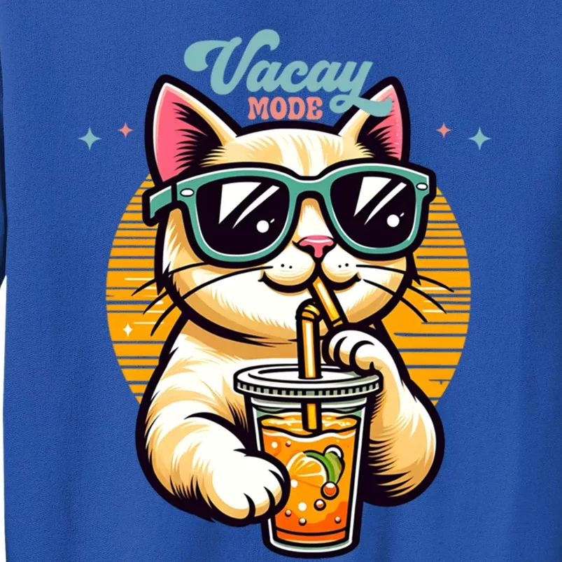 Vacay Mode Cute Cat Sunglasses Funny Family Vacation Trip Gift Sweatshirt