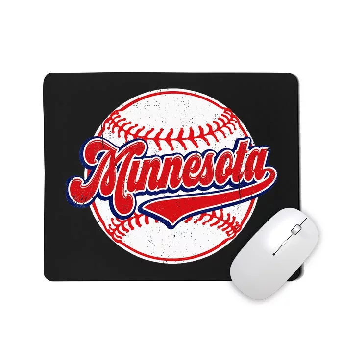 Vintage Minnesota Cityscape Baseball Lover Player And Fans Mousepad