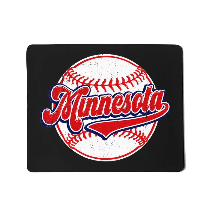 Vintage Minnesota Cityscape Baseball Lover Player And Fans Mousepad