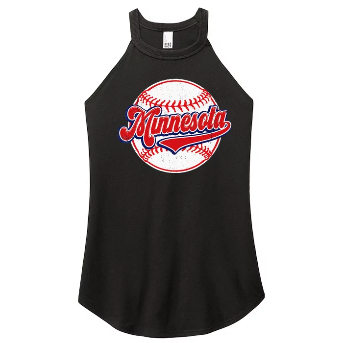 Vintage Minnesota Cityscape Baseball Lover Player And Fans Women’s Perfect Tri Rocker Tank