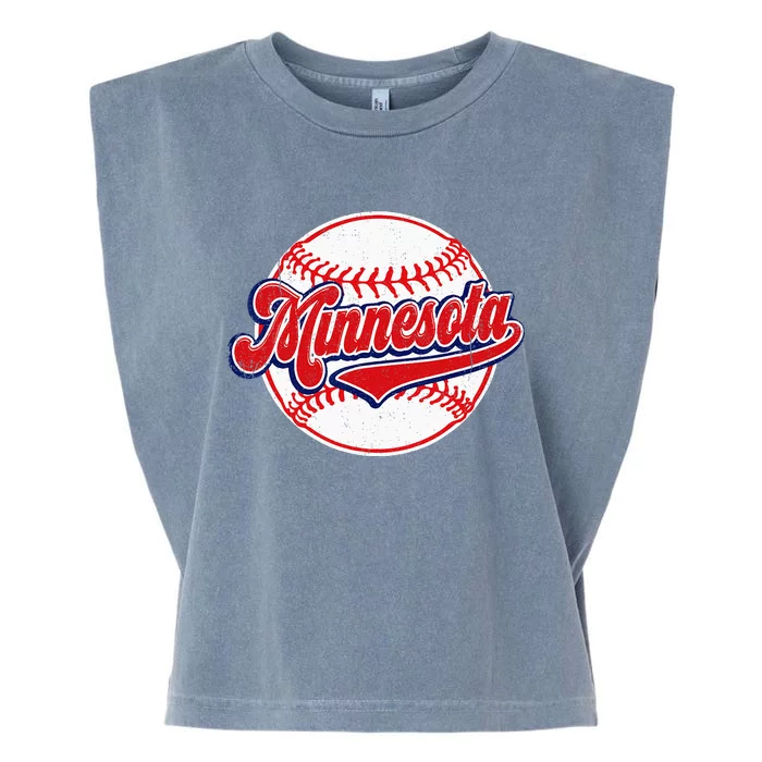 Vintage Minnesota Cityscape Baseball Lover Player And Fans Garment-Dyed Women's Muscle Tee