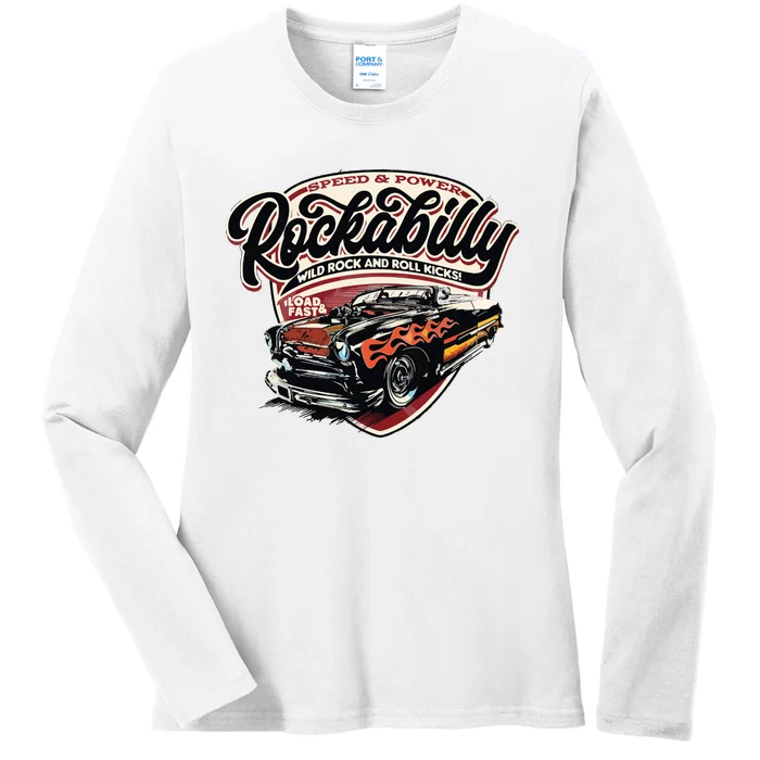 Vintage Muscle Car Graphic Ladies Long Sleeve Shirt