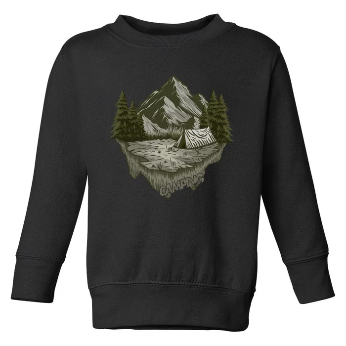 Vintage Mountain Camping Graphic Toddler Sweatshirt