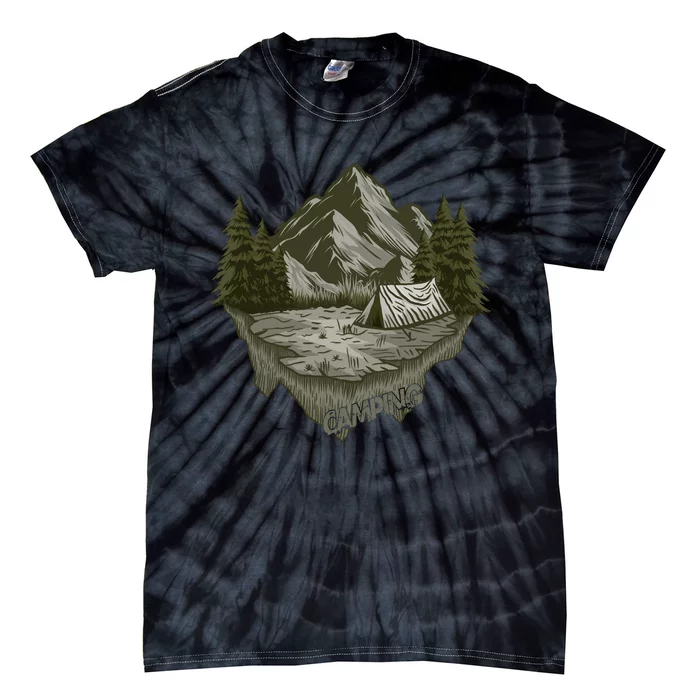 Vintage Mountain Camping Graphic Tie-Dye T-Shirt