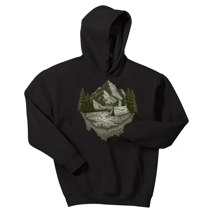 Vintage Mountain Camping Graphic Kids Hoodie