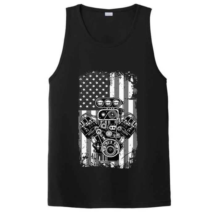 Vintage Muscle Car Piston American Flag Funny Mechanic Gift Performance Tank