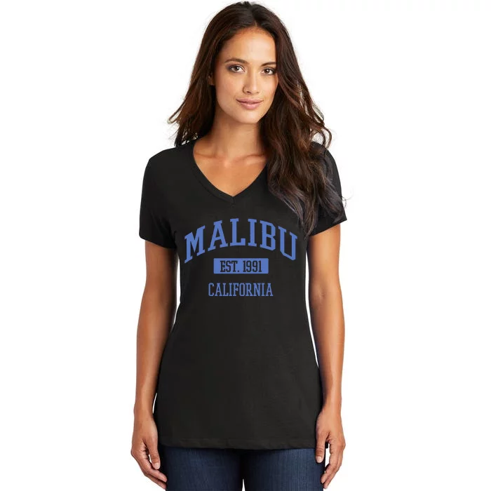 Varsity Malibu California Women's V-Neck T-Shirt