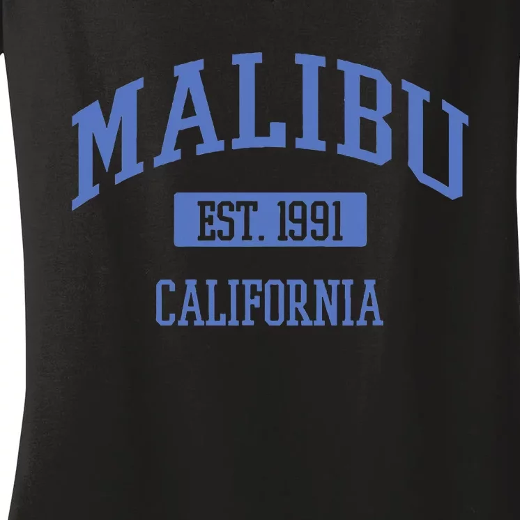 Varsity Malibu California Women's V-Neck T-Shirt