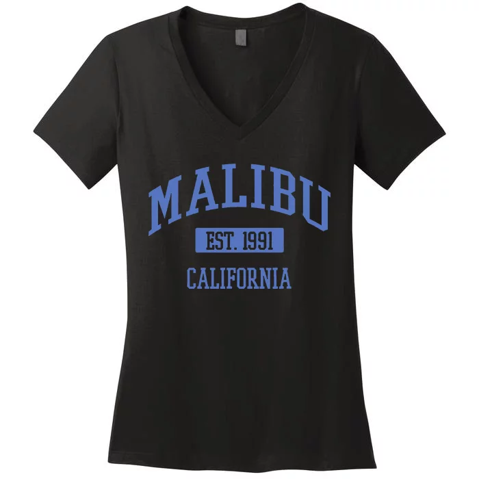 Varsity Malibu California Women's V-Neck T-Shirt