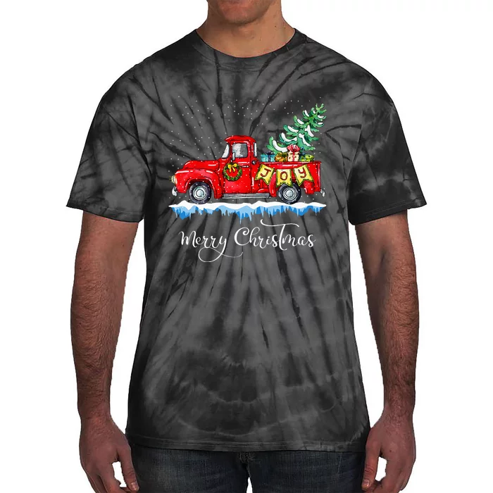 Vintage Merry Christmas Red Truck Old Fashioned Christmas Tie-Dye T-Shirt