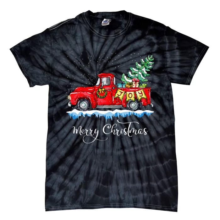 Vintage Merry Christmas Red Truck Old Fashioned Christmas Tie-Dye T-Shirt