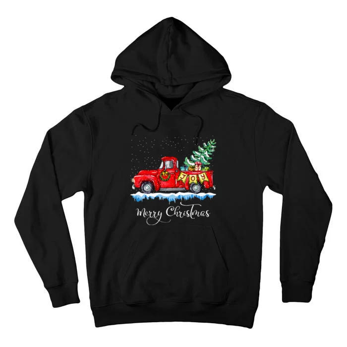 Vintage Merry Christmas Red Truck Old Fashioned Christmas Tall Hoodie