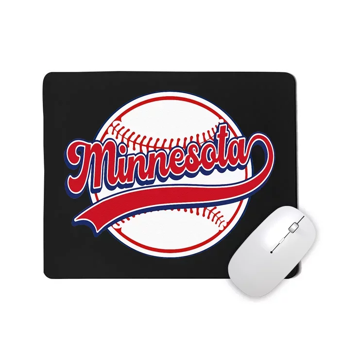 Vintage Minnesota Cityscape Baseball Lover Player And Fans Mousepad