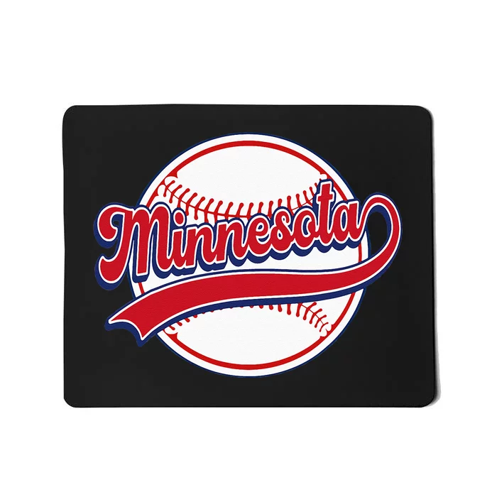 Vintage Minnesota Cityscape Baseball Lover Player And Fans Mousepad