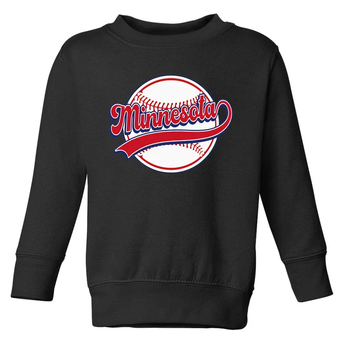 Vintage Minnesota Cityscape Baseball Lover Player And Fans Toddler Sweatshirt