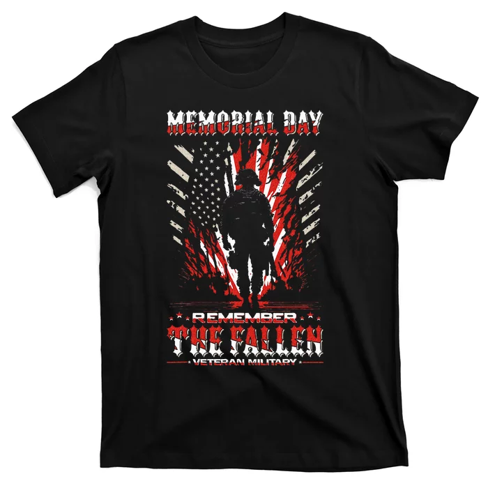 Vintage Memorial Day Remember The Fallen Veteran Military T-Shirt